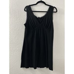 Cinema Etoile Womens‎ Size Large Black Ruffle Pullover Nighty Lace Trim